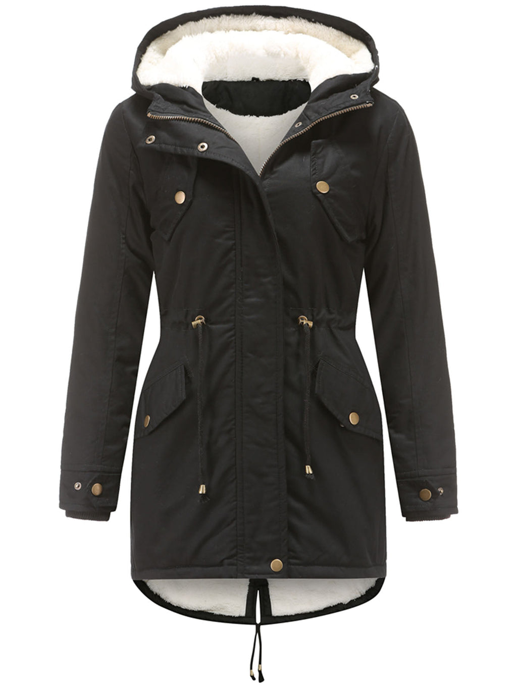 Parka Coat Street Daily Winter Plush Long Coat Solid Color Oversized Fur Warm Coat