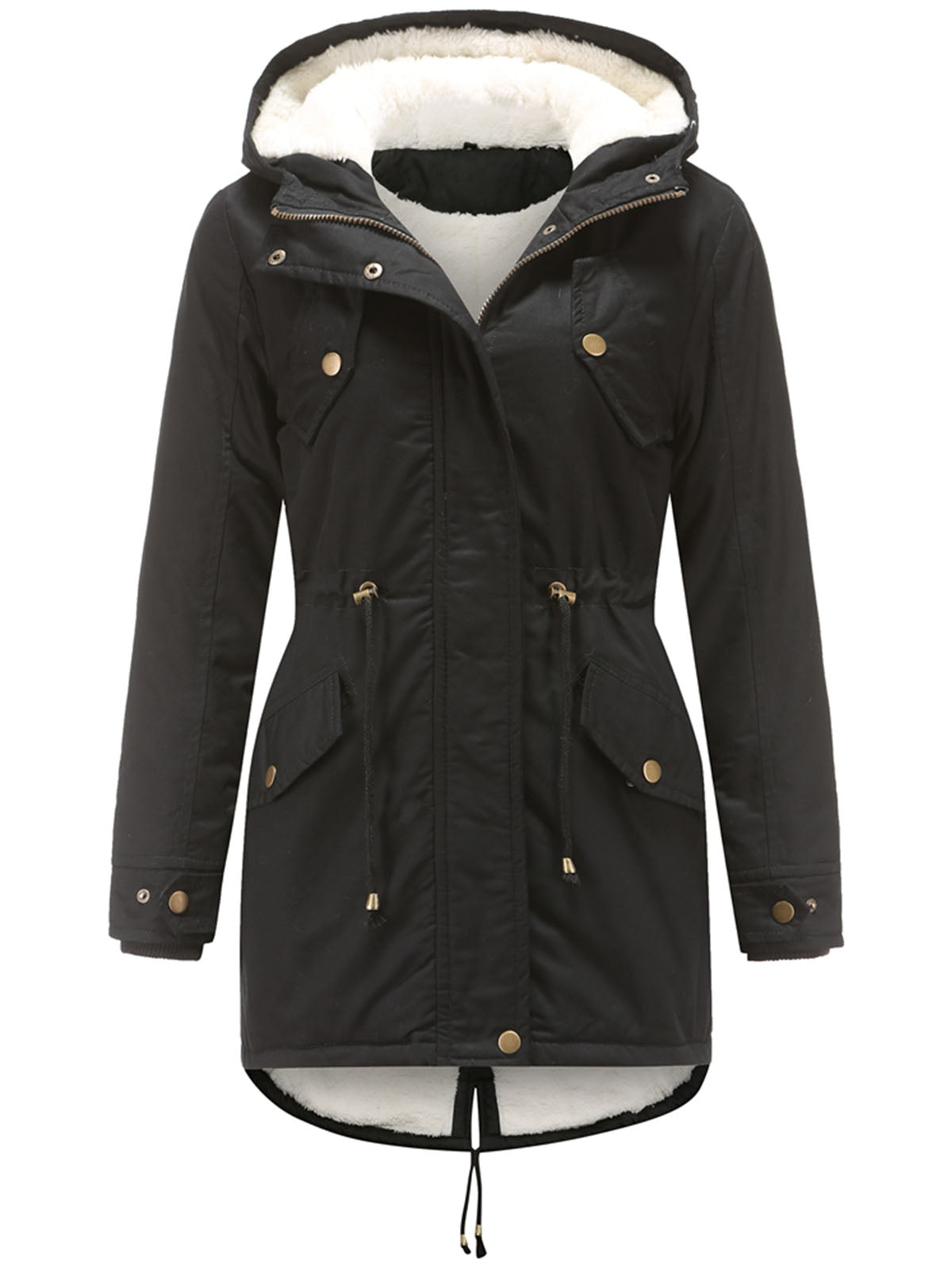 Parka Coat Street Daily Winter Plush Long Coat Solid Color Oversized Fur Warm Coat