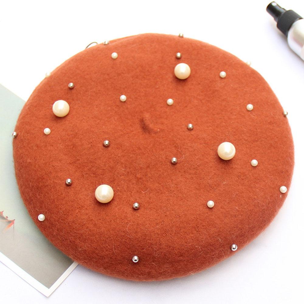 Pearl Stars Wool Felt Beret Hat Cap