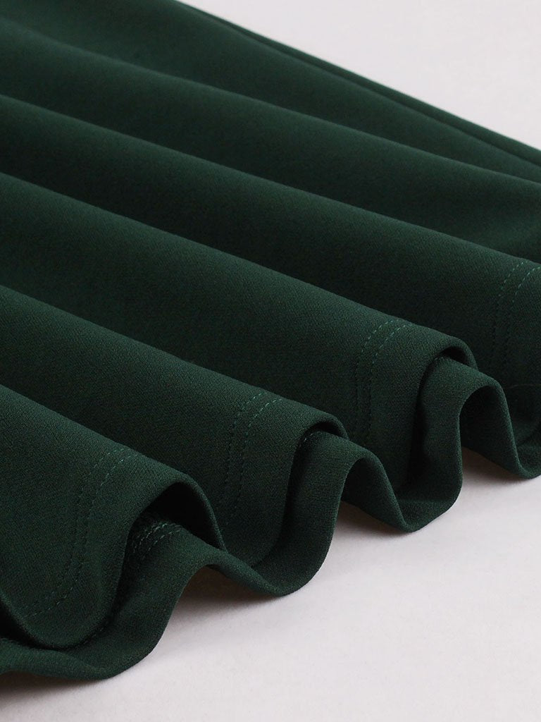 Dark Green V Neck Short Sleeve 50S Vintage Dress
