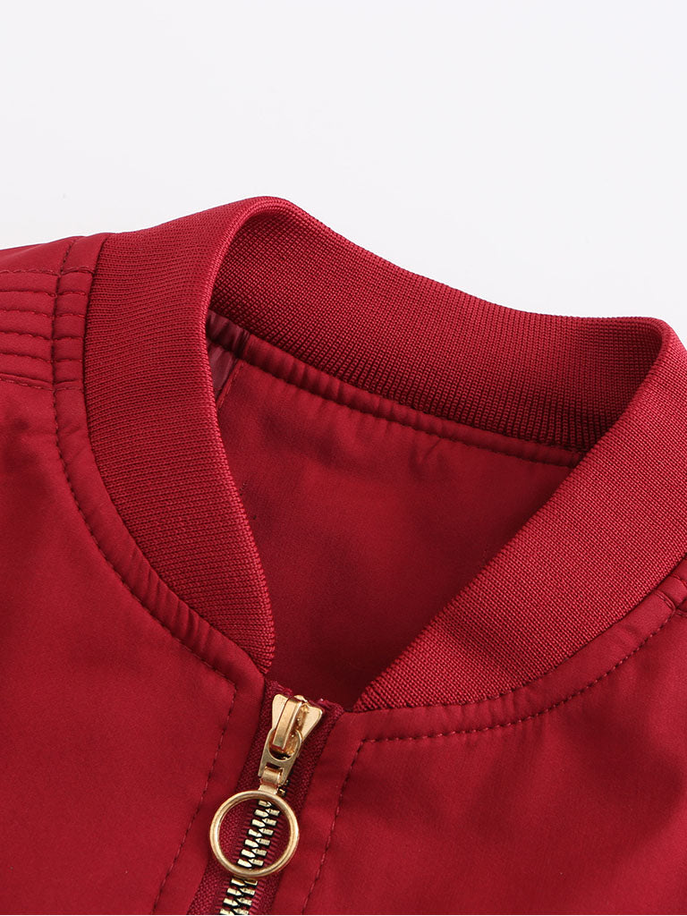 Jacket Street Daily Fall Winter Casual Solid Color Stand Collar Jacket