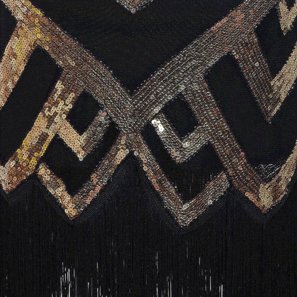 Black 1920S Retro Sequin Fringed Flapper Dress