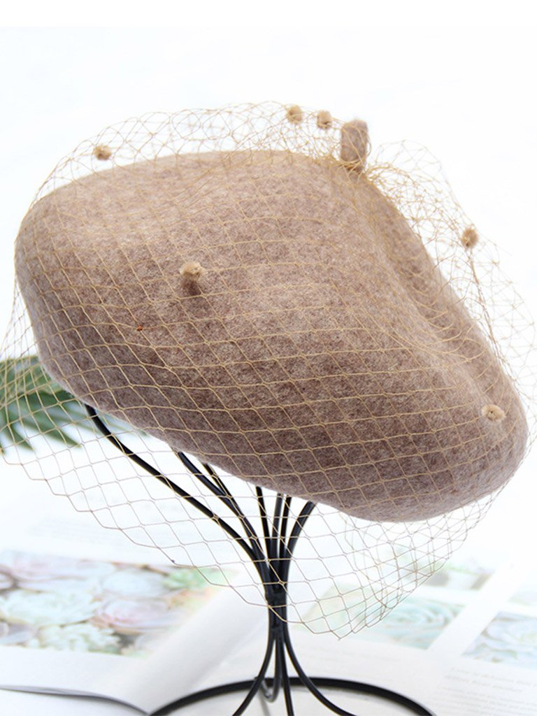 Solid Color Wool Felt Beret Cap Hat