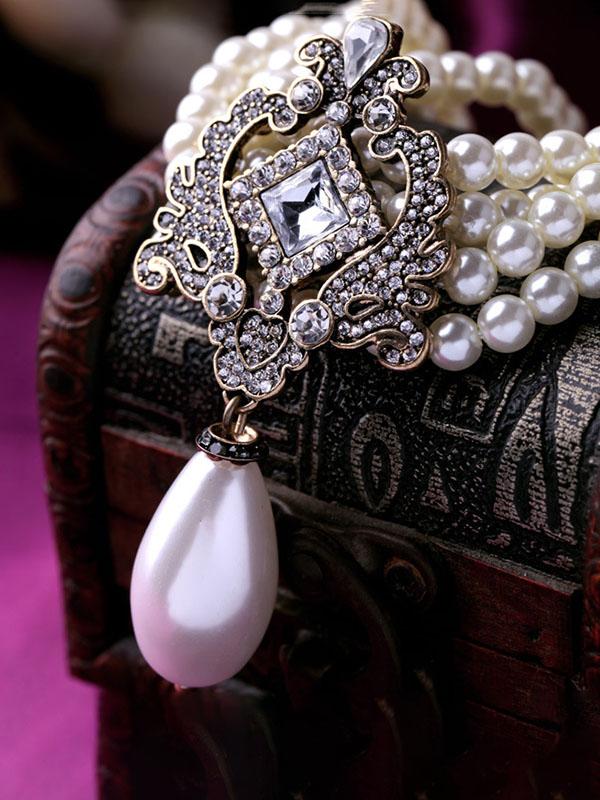 Beautiful White Pearl Statement Necklace for & Girls