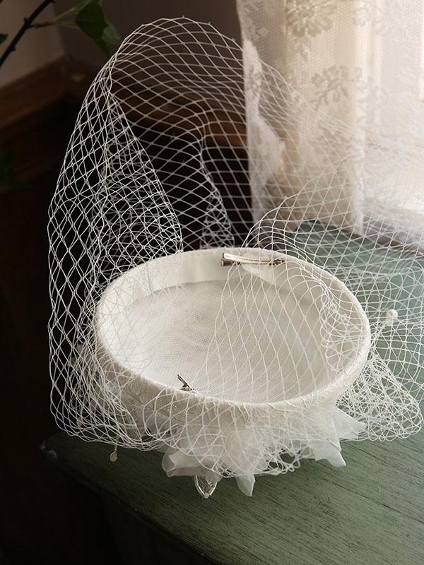 Butterfly Flower Tulle Pearl Vintage Lace 1950S Hat