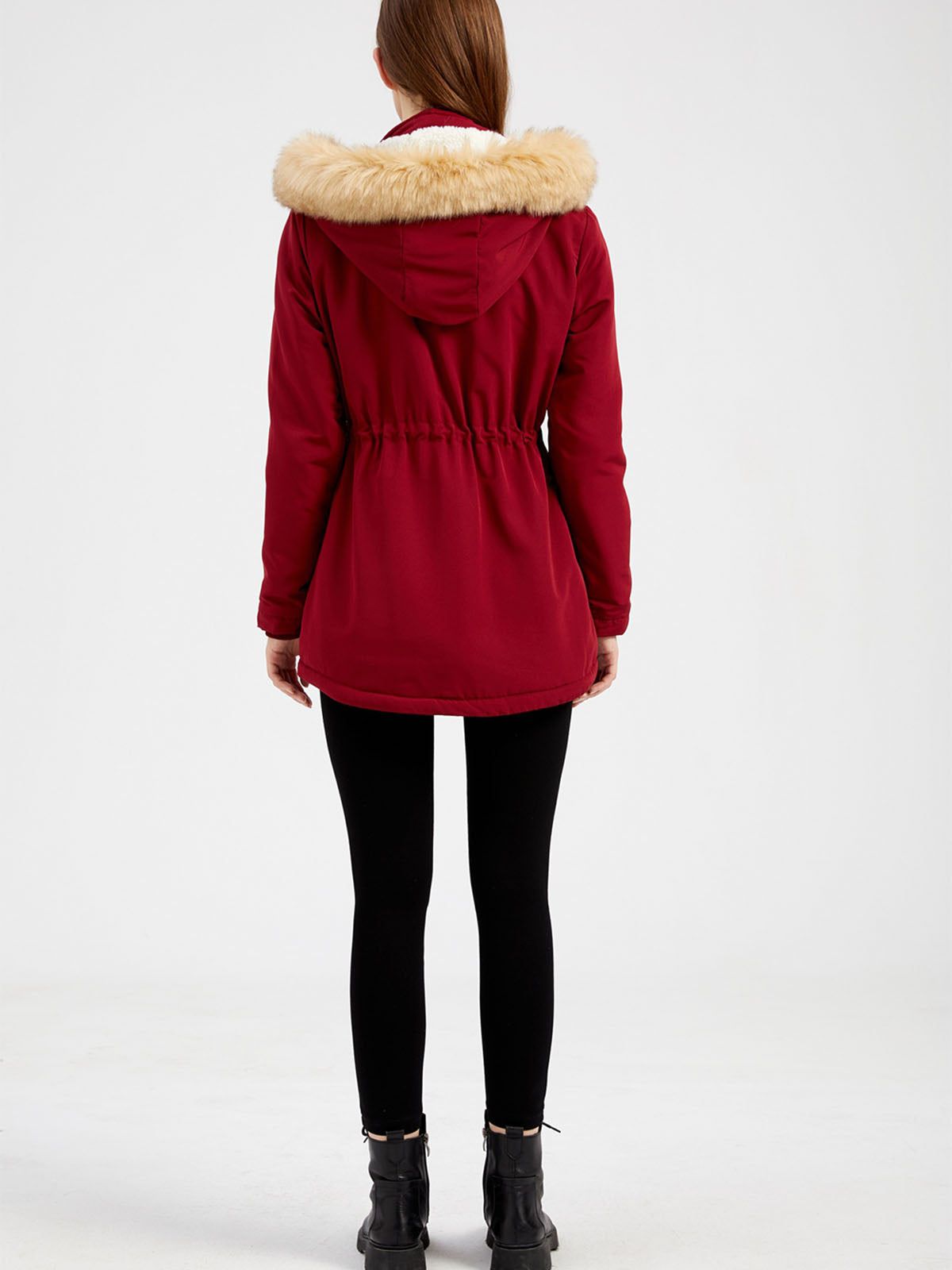 Coat Daily Lamb wool Fall Winter Regular Midi Length Coat Solid Color Oversized Coat