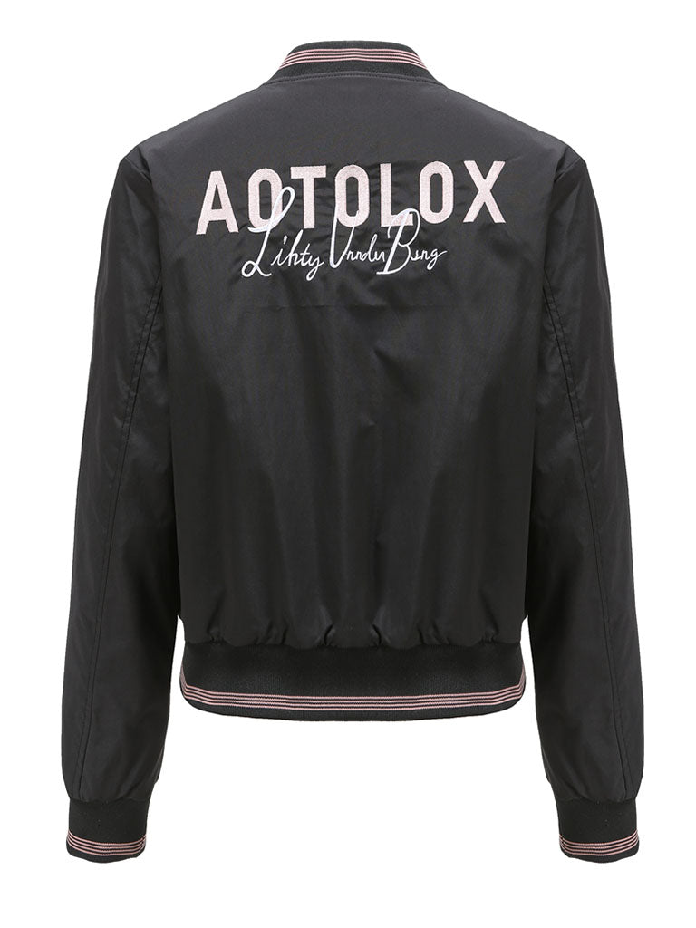Pilot Style Jacket Street Daily Fall Winter Casual Solid Color Stand Collar Sporty Jacket For Women