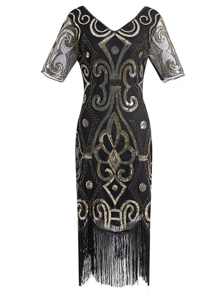 1920S Fringed Sequin Gatsby Dress