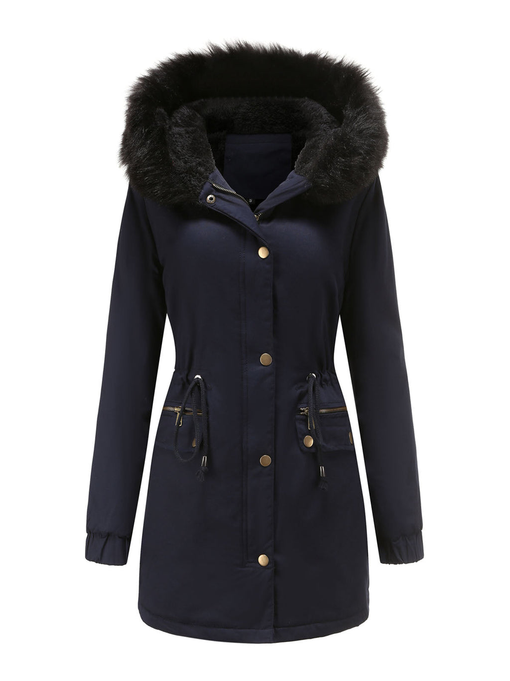 Parka Coat Street Plush Winter Hoodie Coat Solid Color Oversized Fur Warm Coat