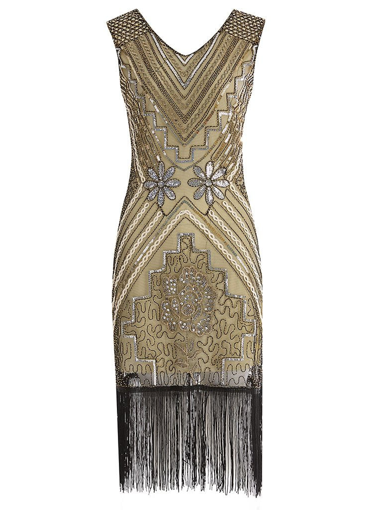 Wine Red 1920s V Neck Sequined Flapper Dress