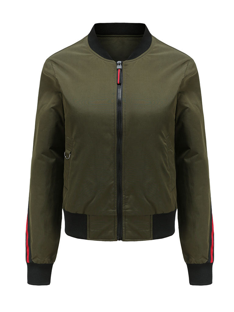 Pilot Style Jacket Street Daily Fall Winter Casual Solid Color Stand Collar Sporty Jacket