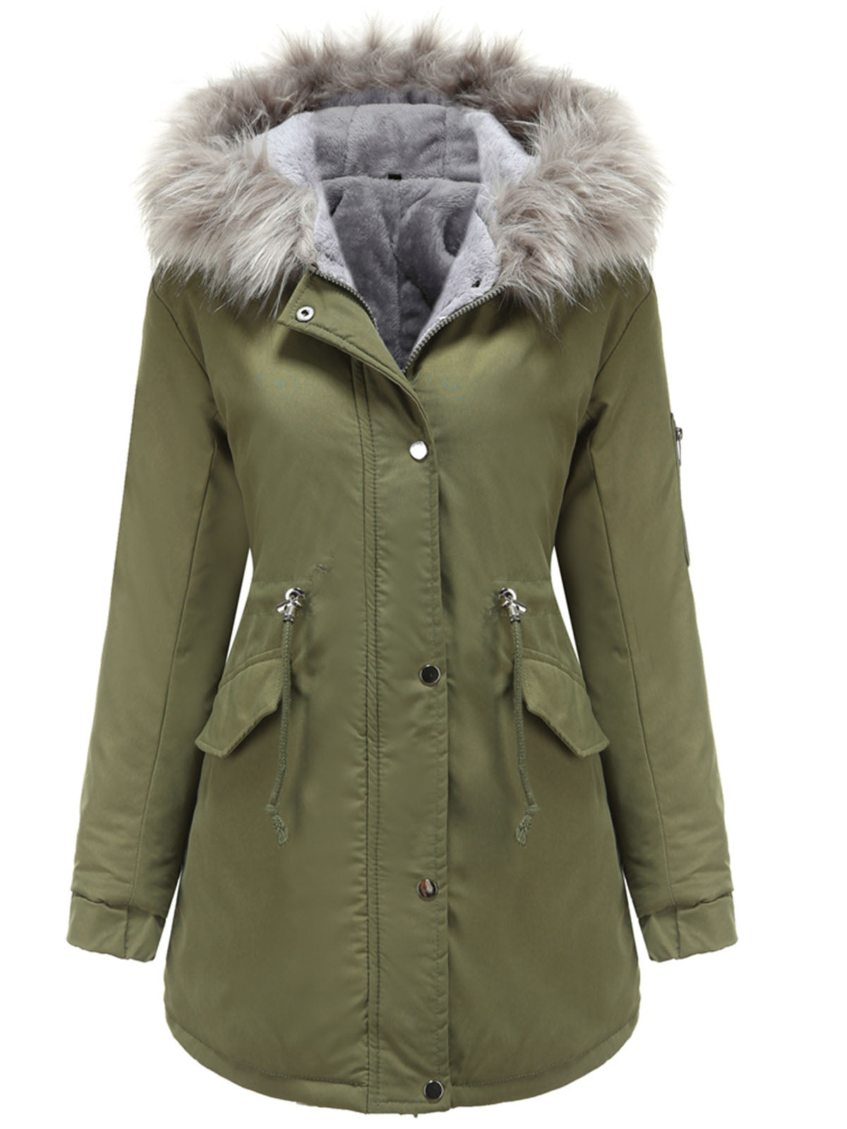 Parka Coat Street Daily Plush Winter Coat Solid Color Oversized Fur Warm Coat