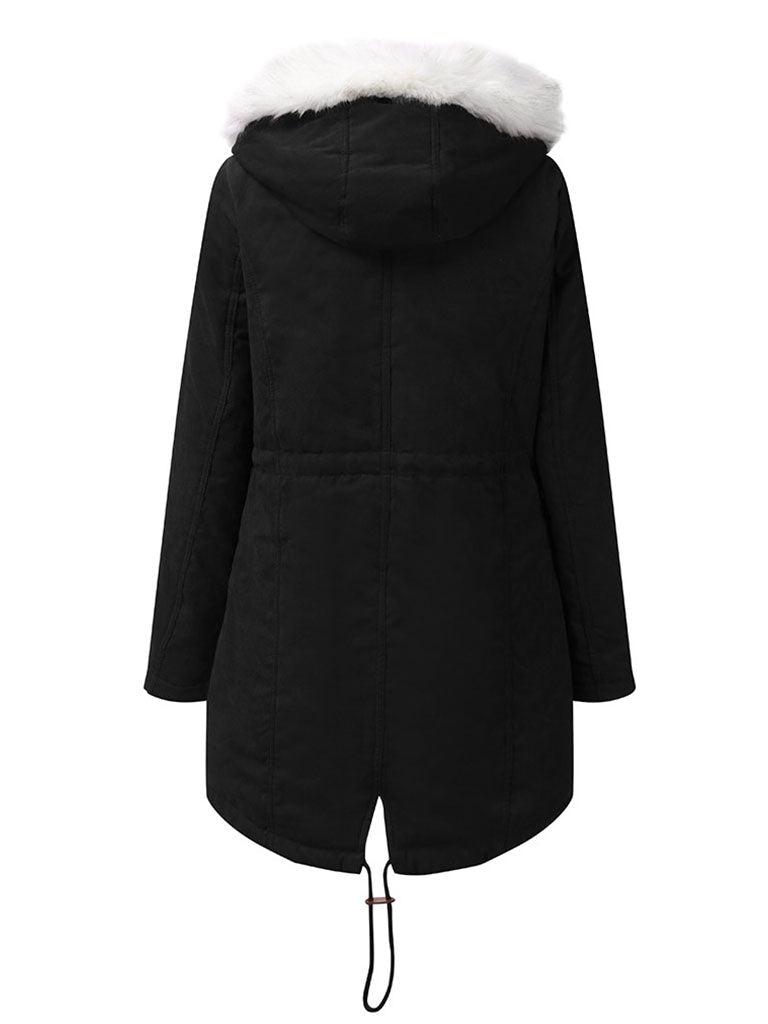 Parker Coat Daily Going Out Fall Winter Casual Waisted Solid Color Cotton Oversized Hoodie Coat