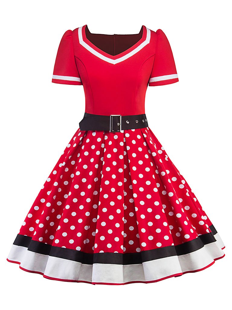 Polka Dots A Line Vintage Dress