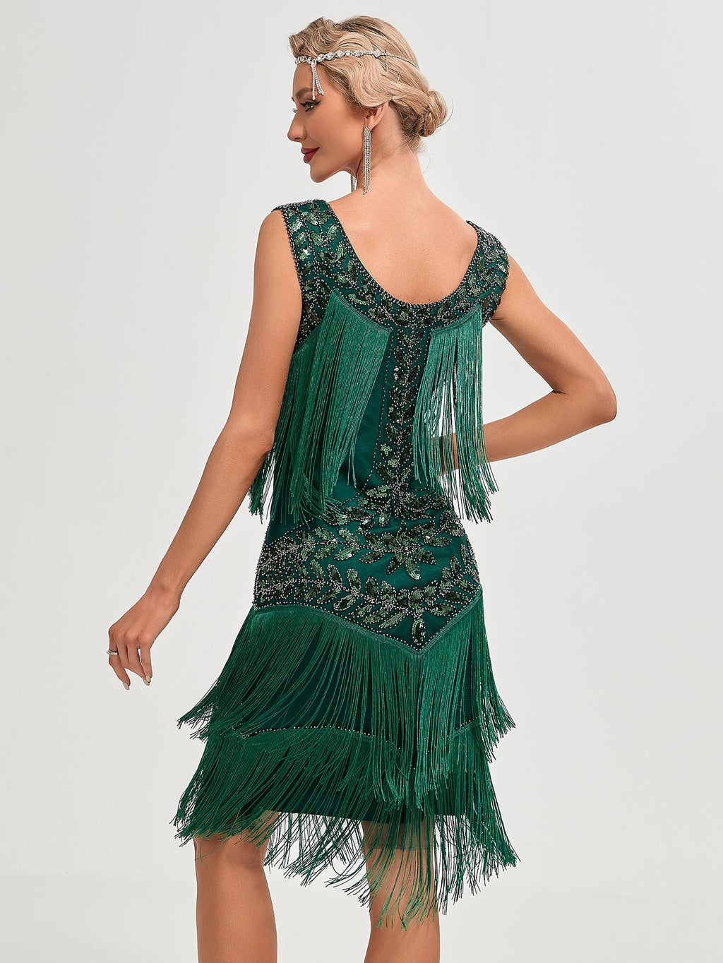 Crew Neck Sequined Beaded Tassels 1920S Gatsby Dress