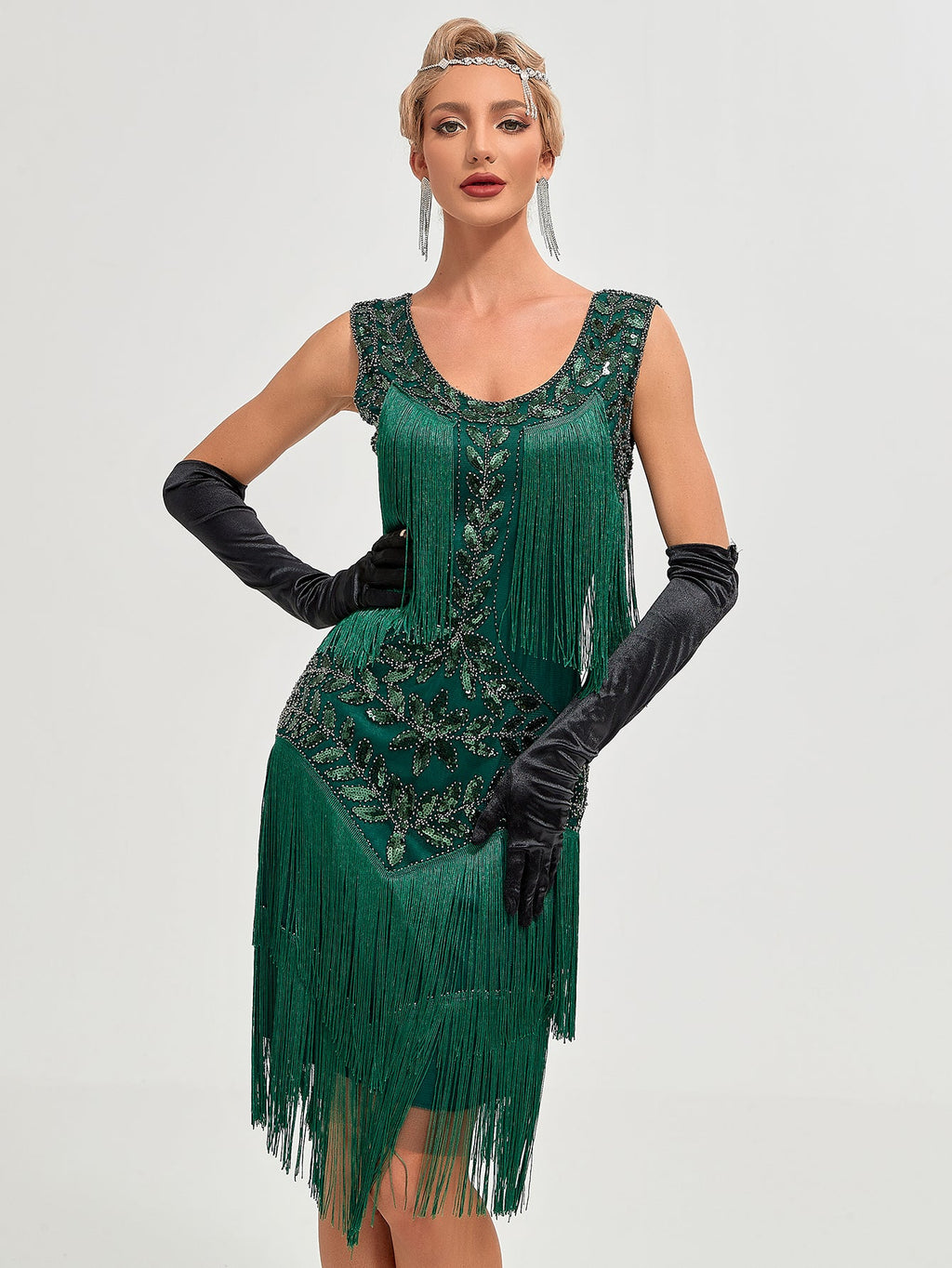 Crew Neck Sequined Beaded Tassels 1920S Gatsby Dress