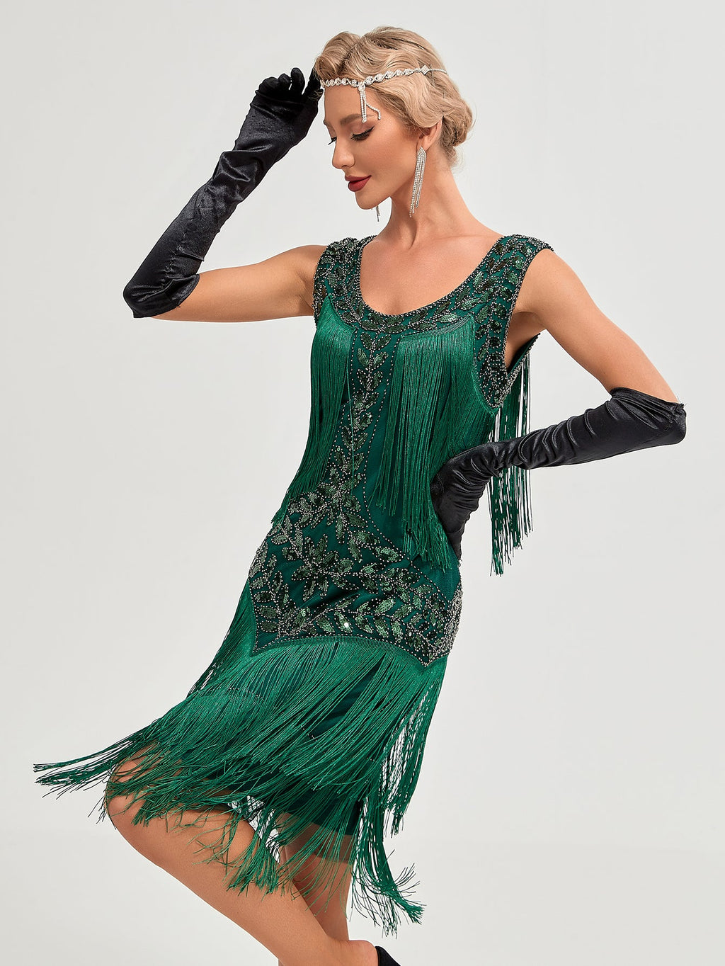 Crew Neck Sequined Beaded Tassels 1920S Gatsby Dress