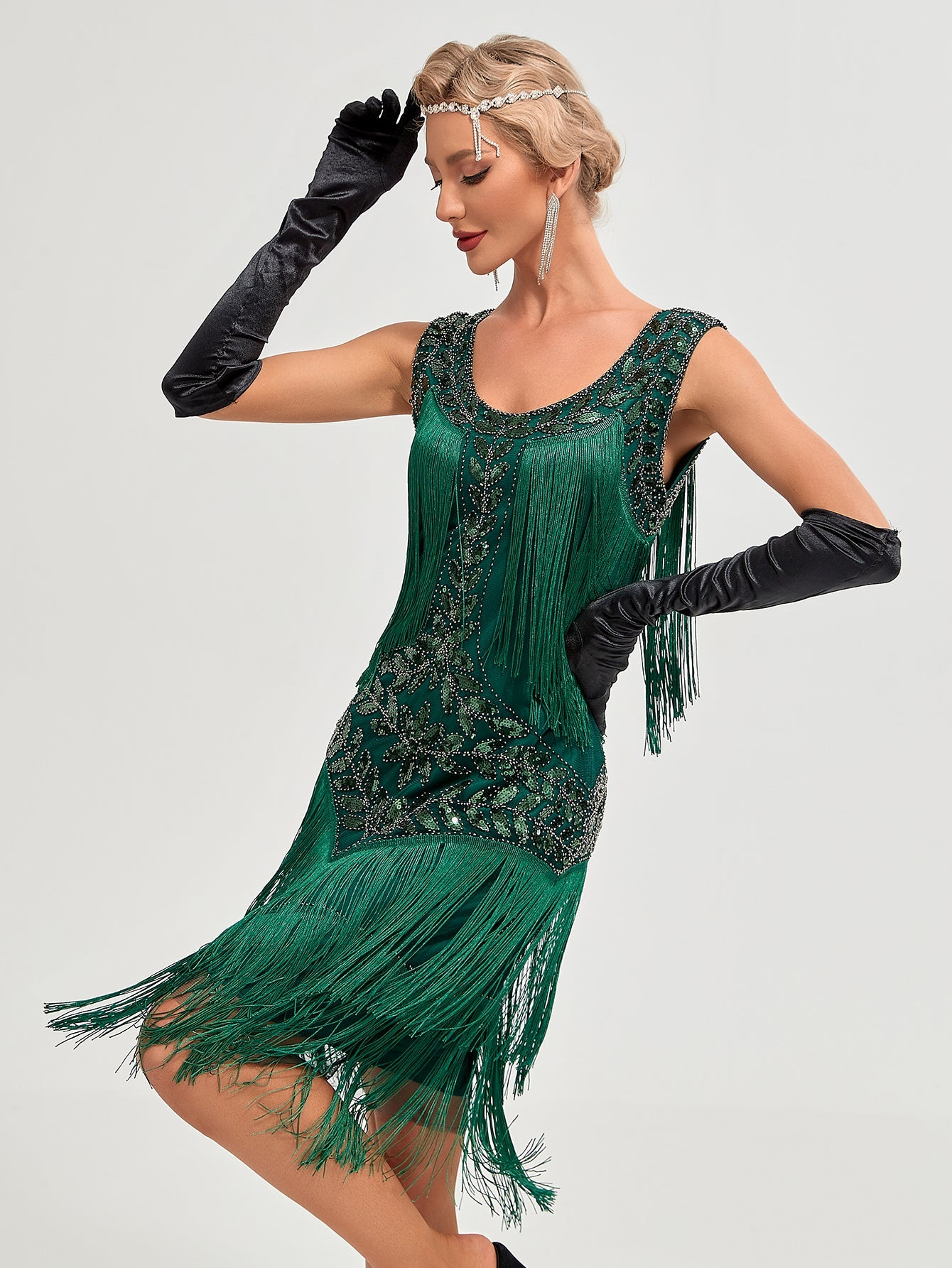 Crew Neck Sequined Beaded Tassels 1920S Gatsby Dress