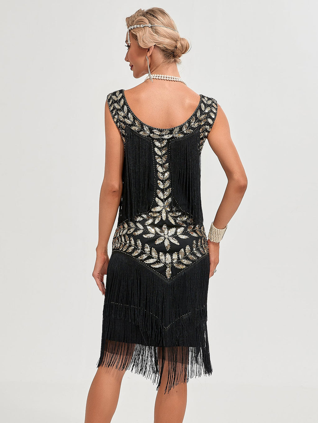 Crew Neck Sequined Beaded Tassels 1920S Gatsby Dress