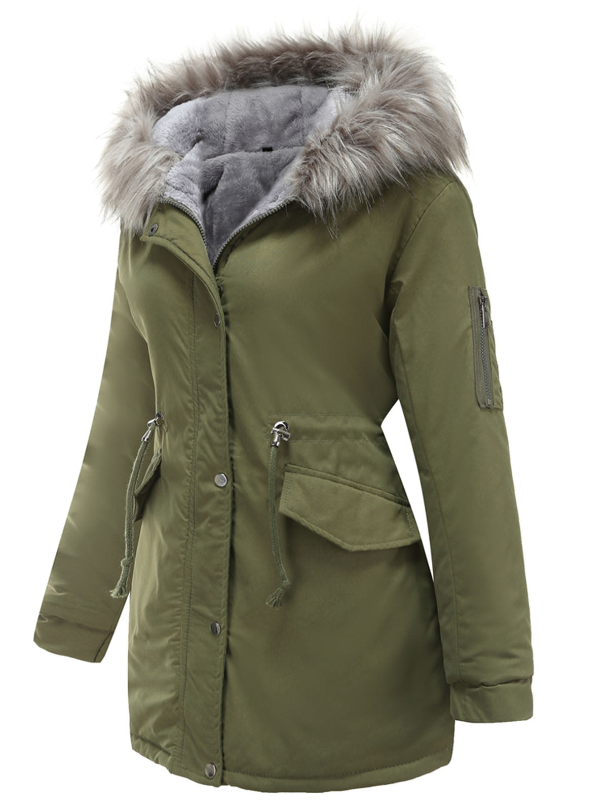 Parka Coat Street Daily Plush Winter Coat Solid Color Oversized Fur Warm Coat