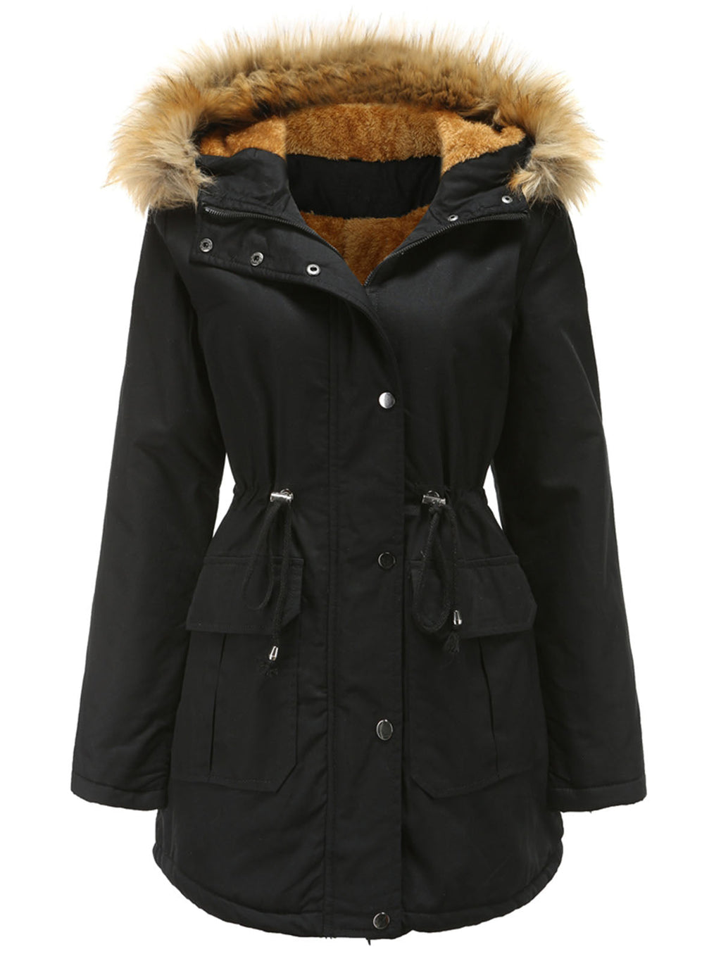 Coat Street Daily Winter Plush Long Coat Solid Color Oversized Fur Warm Coat