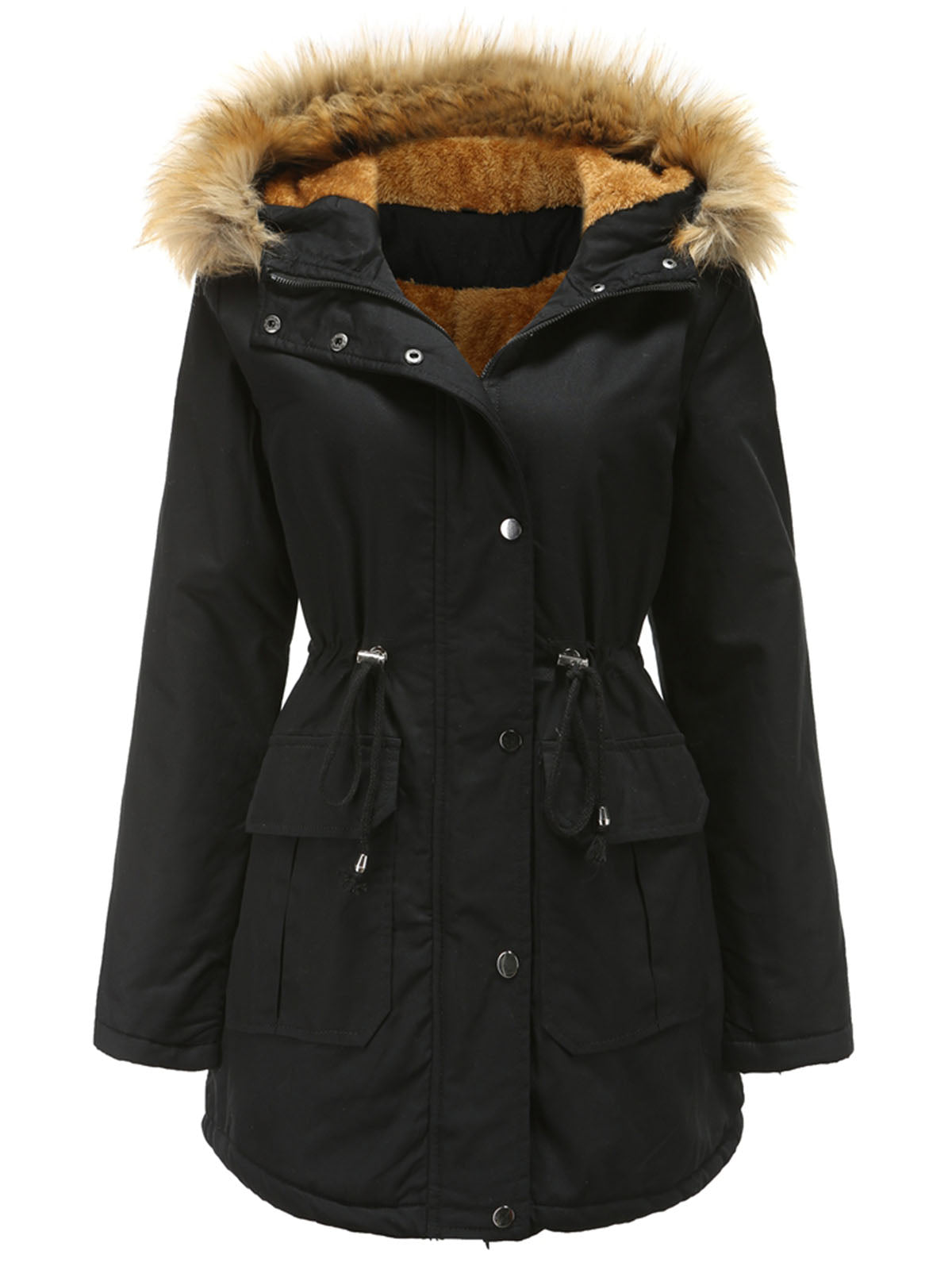 Coat Street Daily Winter Plush Long Coat Solid Color Oversized Fur Warm Coat