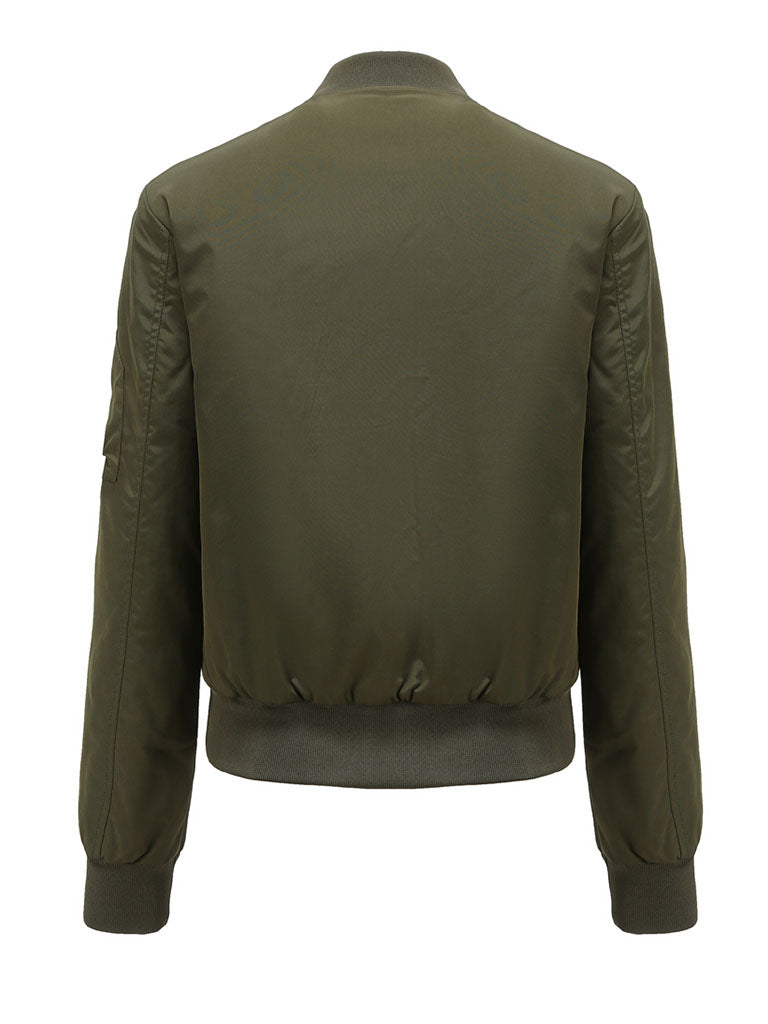 Pilot Style Jacket Daily Going out Fall Winter Casual Solid Color Stand Collar Sporty Jacket For Women
