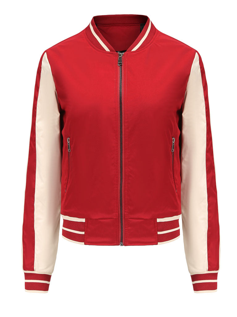 Jacket Street Daily Fall Winter Casual Two Tone Stand Collar Sporty Jacket