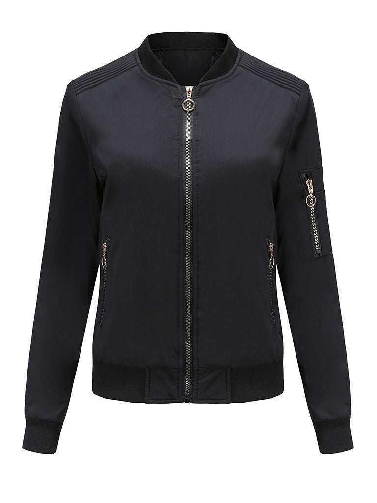 Jacket Street Daily Fall Winter Casual Solid Color Stand Collar Jacket
