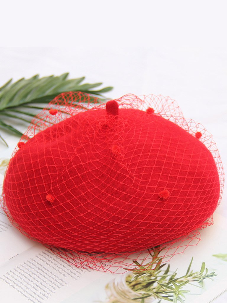 Solid Color Wool Felt Beret Cap Hat