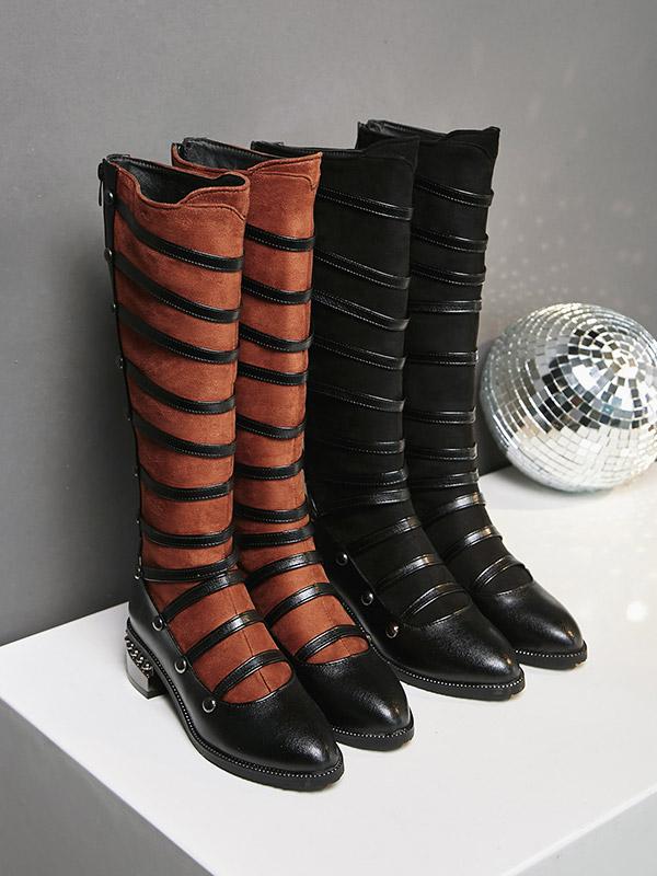 Boots Platform Round Toe PU Knee High Boots Casual
