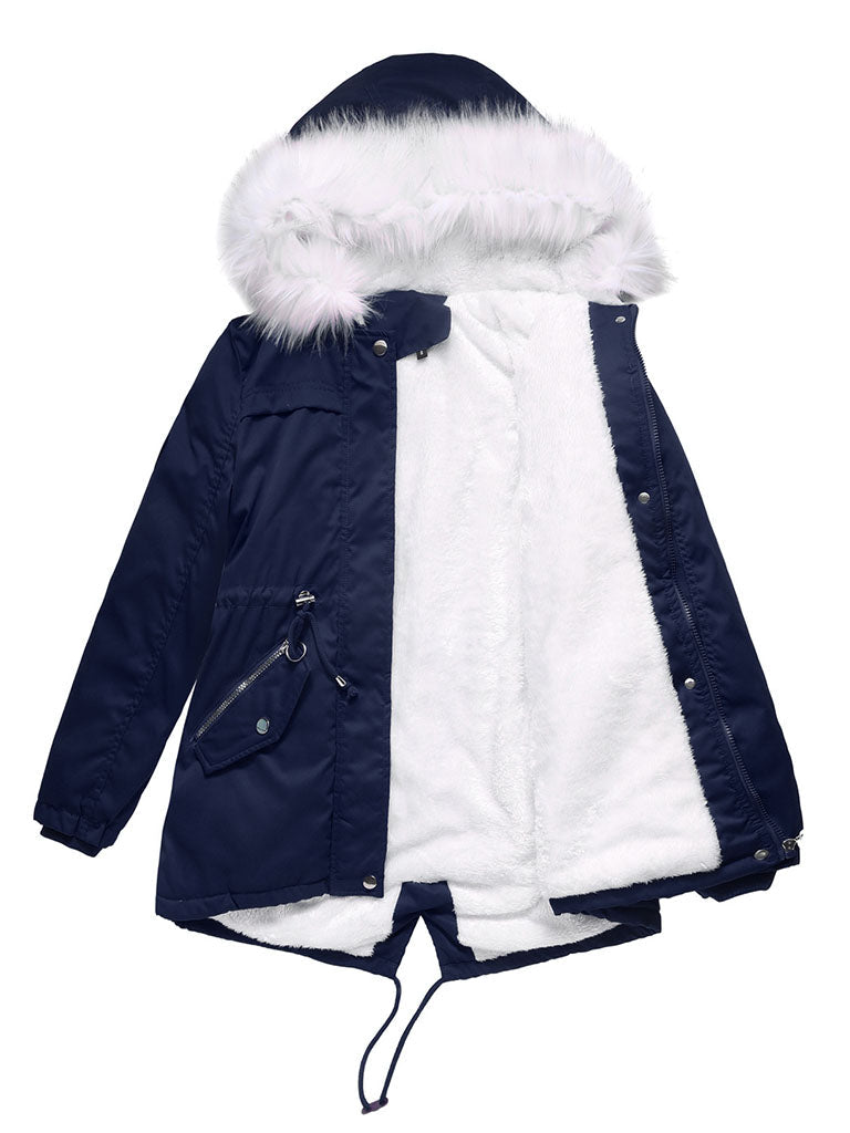 Coat Daily Going Out Fall Winter Casual Waisted Solid Color Cotton Oversized Hoodie Coat
