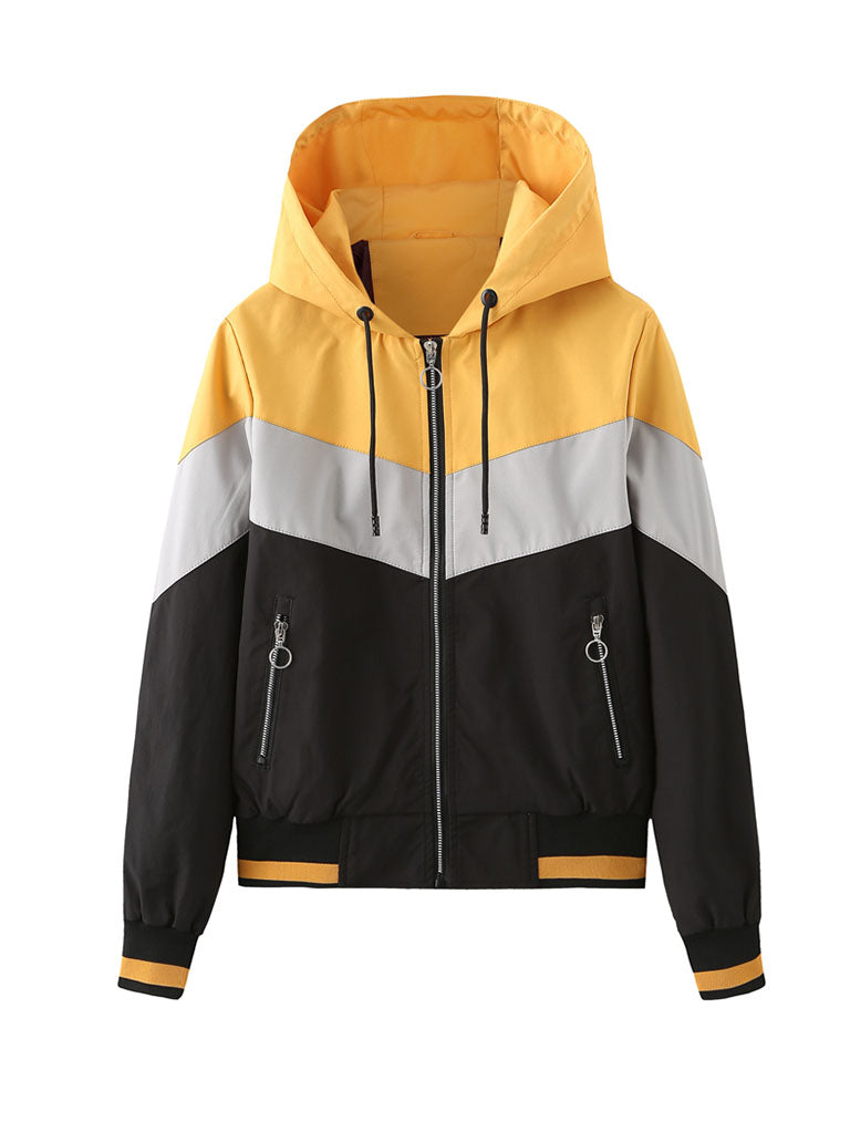 Jacket Street Daily Fall Winter Casual Color Block Stand Collar Jacket