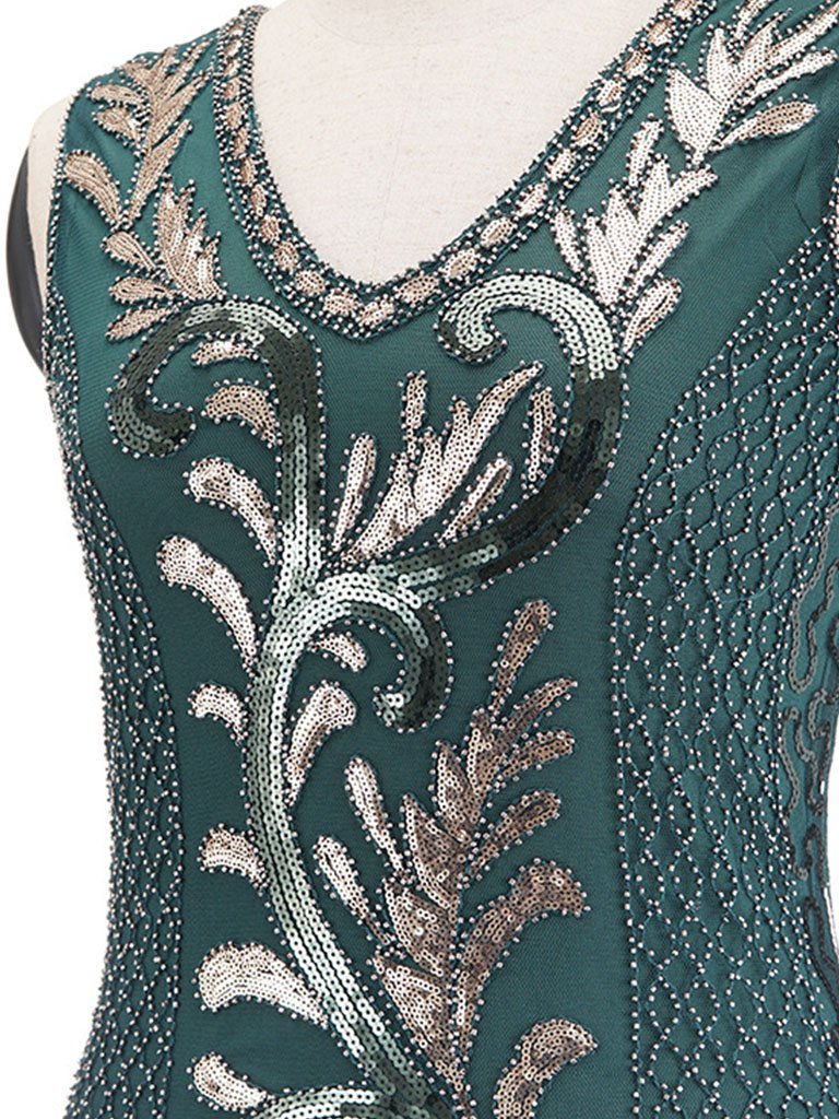 6 Color 1920S Sequined Fringe Peacock Flapper Dress
