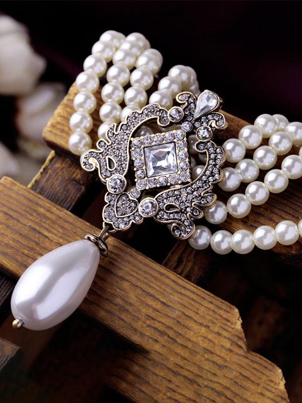 Beautiful White Pearl Statement Necklace for & Girls