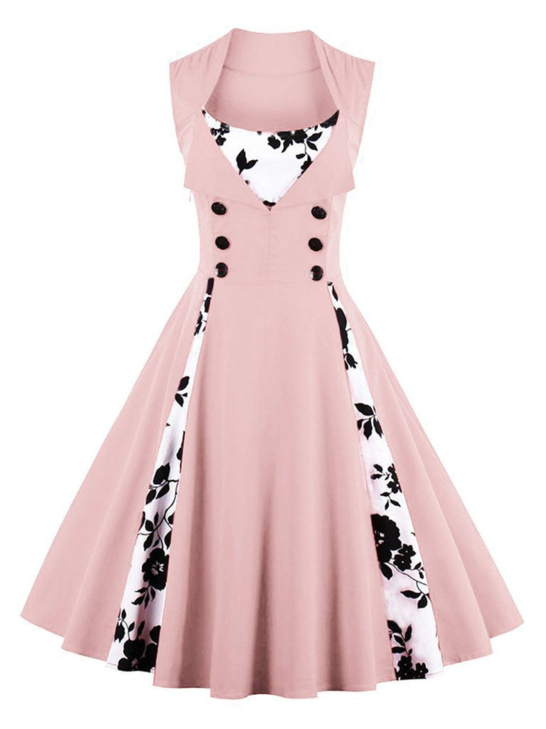 Cotton Floral Sleeveless 1950s Vintage Dress