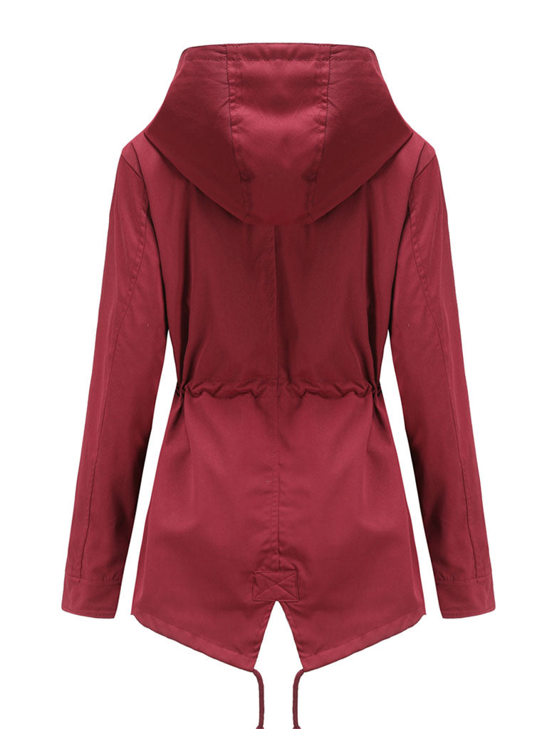 Jacket Daily Going Out Fall Winter Casual Waisted Solid Color Hoodie Sporty Jacket