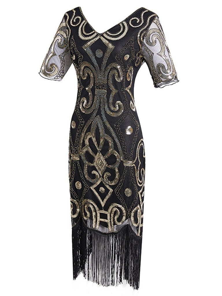 1920S Fringed Sequin Gatsby Dress