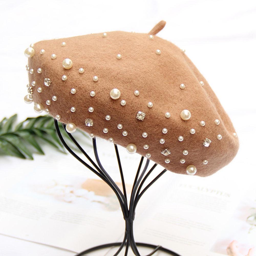 Pearl French Artist Wool Felt Beret Hat Cap