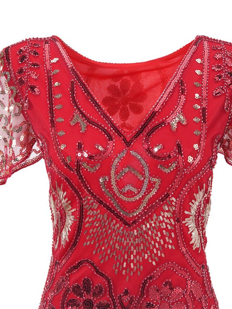 4 Color 1920S Sequined Fringe Flapper Dress