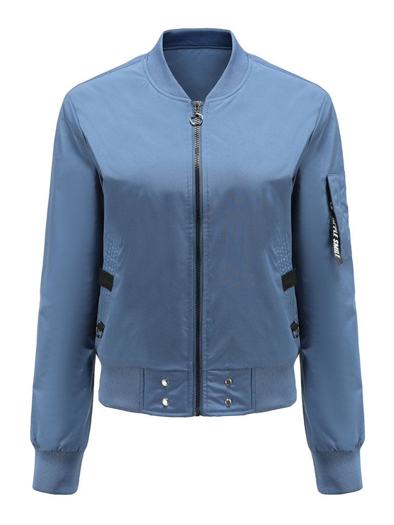 Pilot Style Jacket Daily Going out Fall Winter Casual Solid Color Stand Collar Sporty Jacket For Women