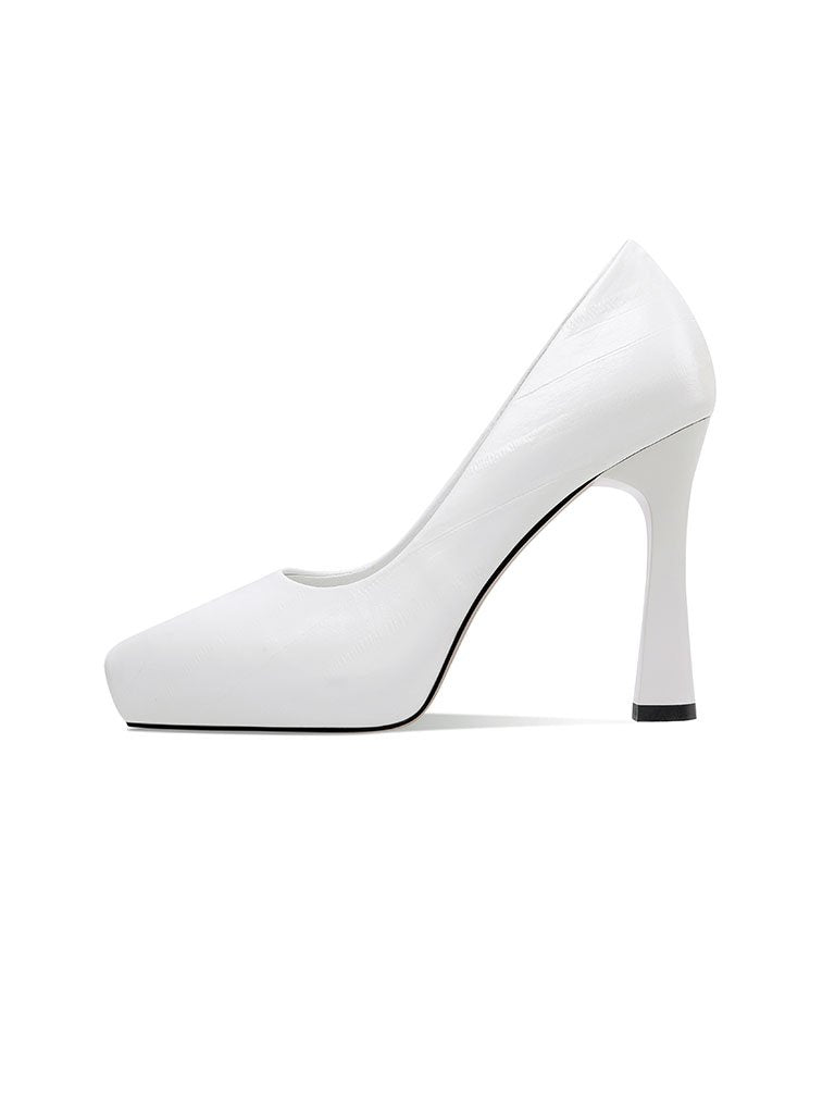 10.5CM High Heel Platform Pointed Toe Leather Shoes
