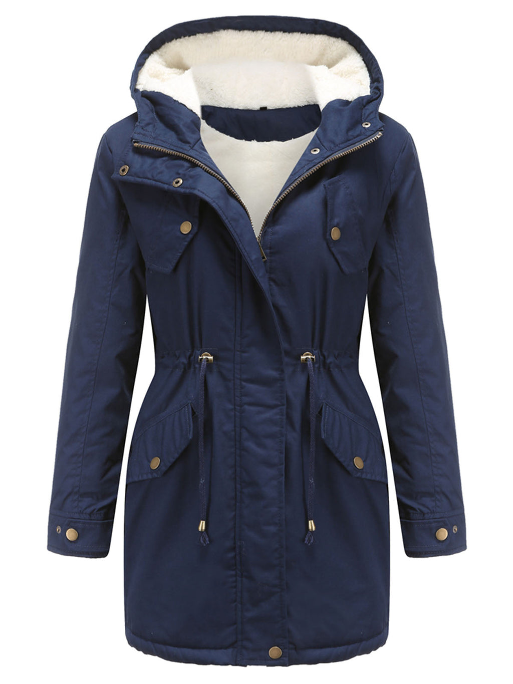 Parka Coat Street Daily Winter Plush Long Coat Solid Color Oversized Fur Warm Coat