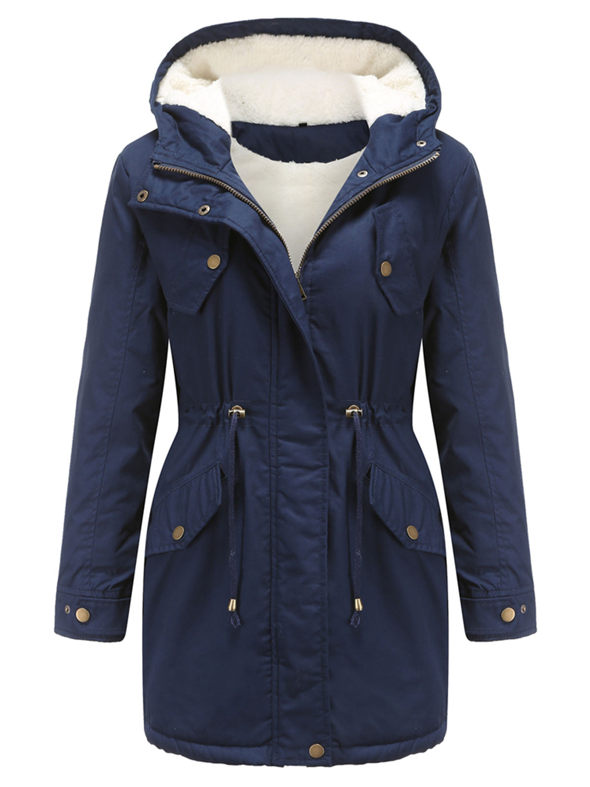 Parka Coat Street Daily Winter Plush Long Coat Solid Color Oversized Fur Warm Coat