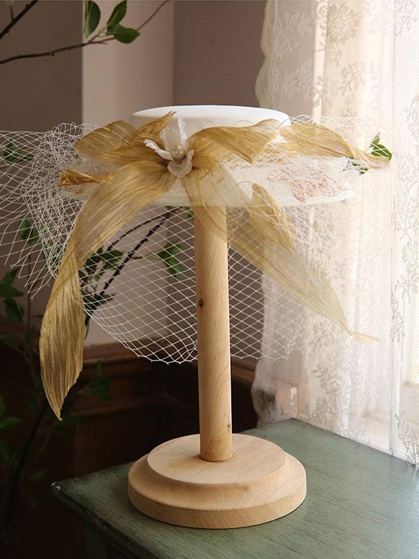 Flower Embroidery Bow Rhinestone Tulle Decoration 1950S Hat
