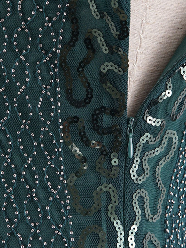 6 Color 1920S Sequined Fringe Peacock Flapper Dress