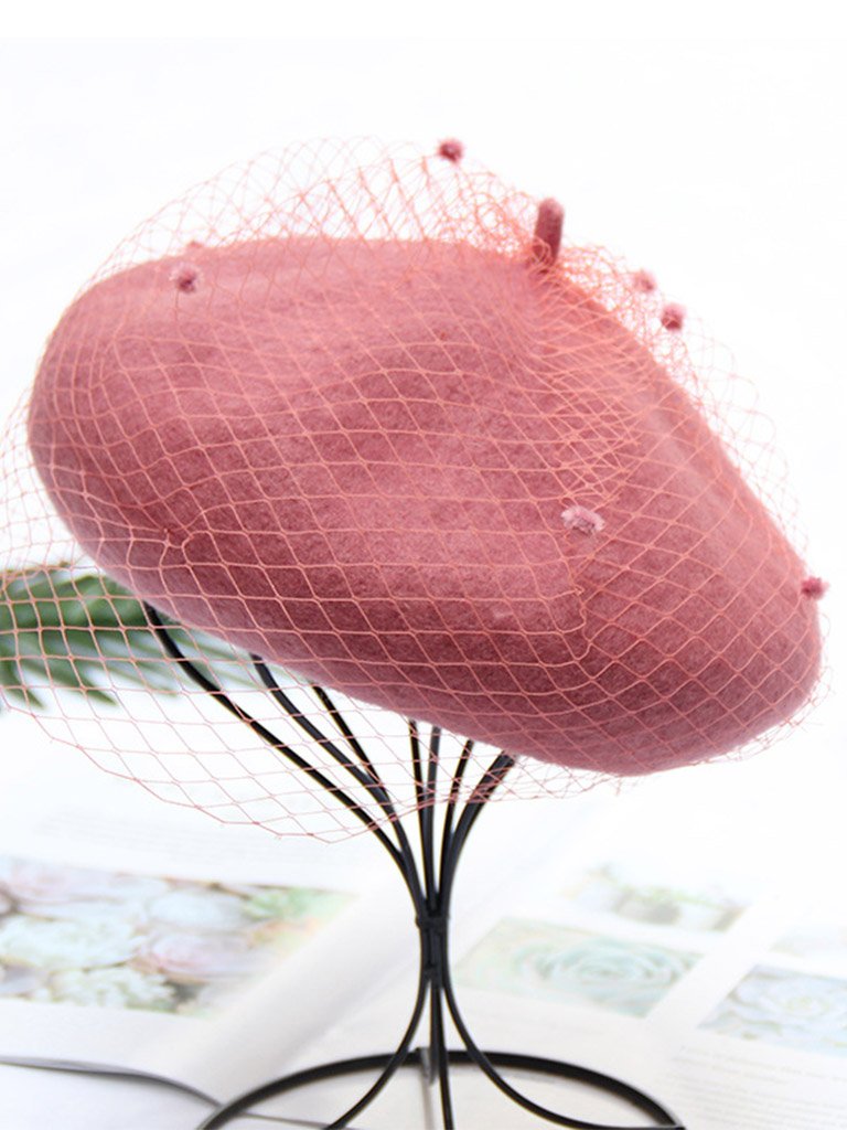 Solid Color Wool Felt Beret Cap Hat