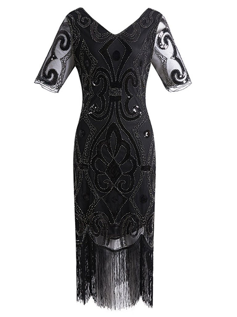 1920S Fringed Sequin Gatsby Dress