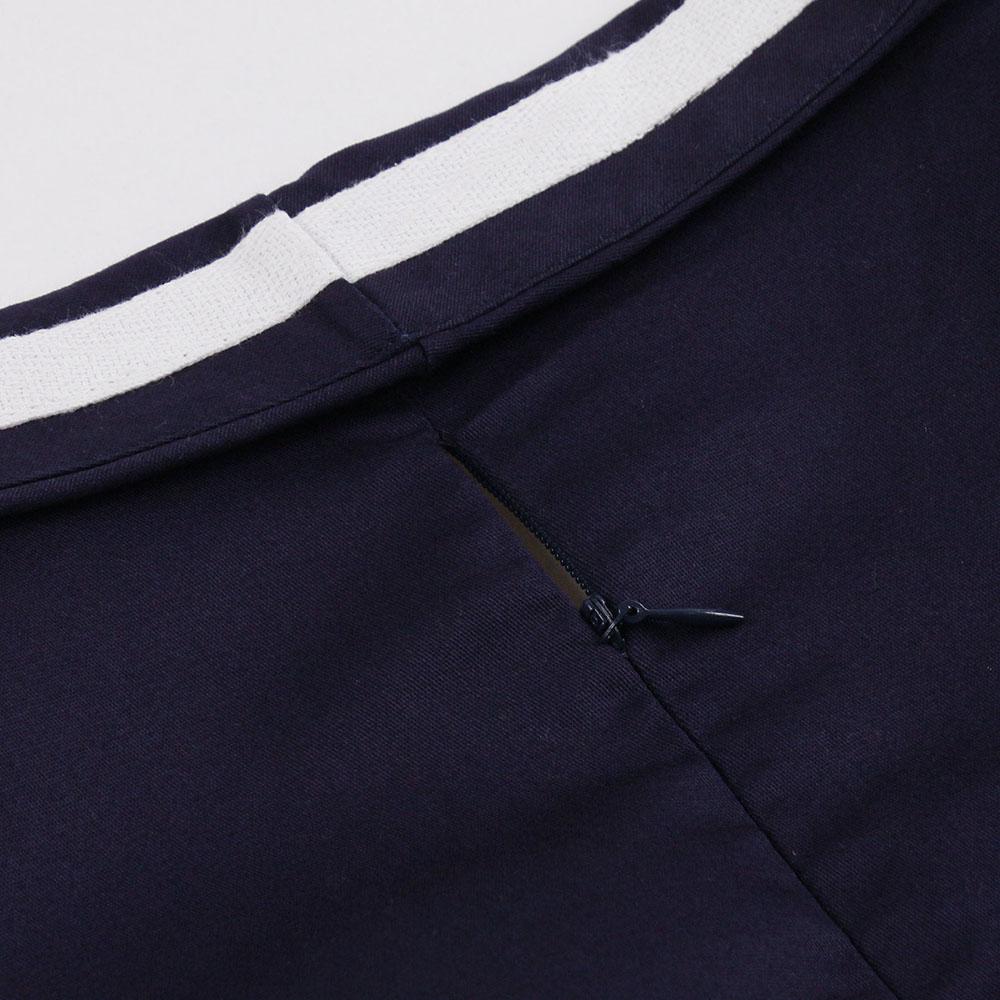 Navy 1950s V Neck Vintage Swing Dress