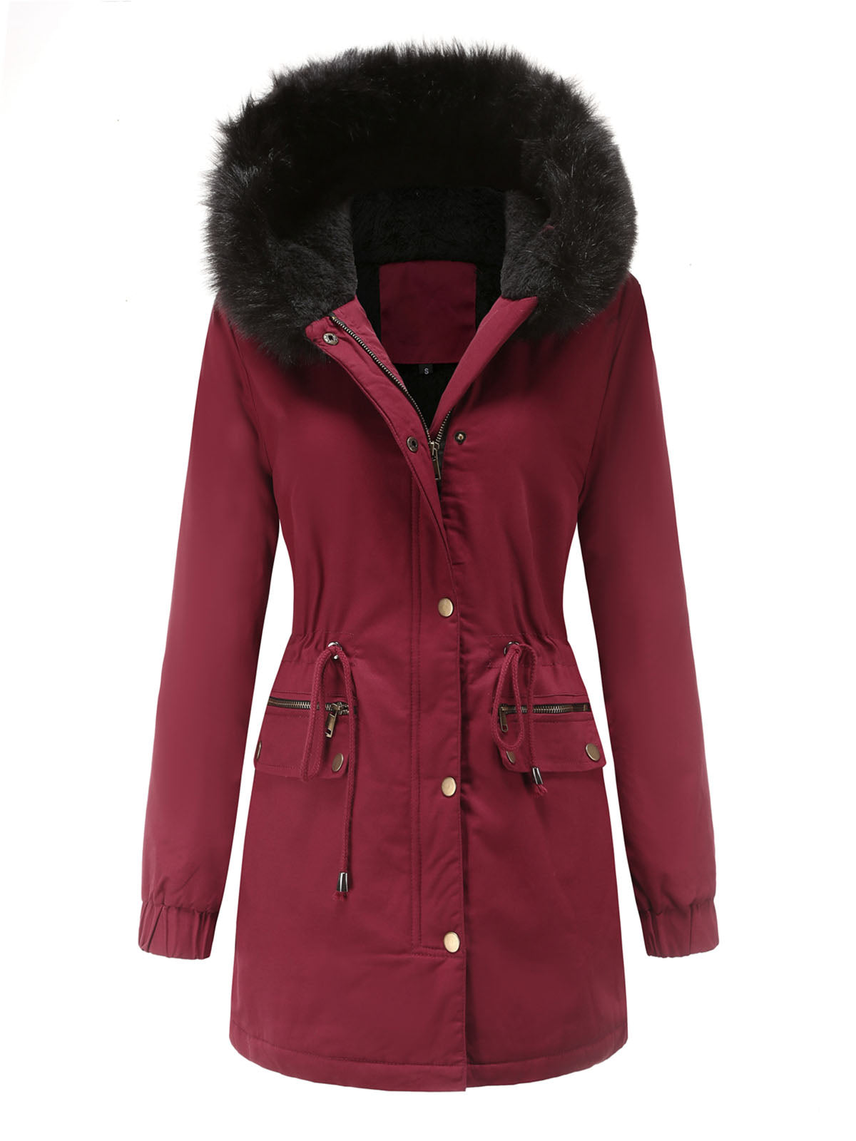 Parka Coat Street Plush Winter Hoodie Coat Solid Color Oversized Fur Warm Coat